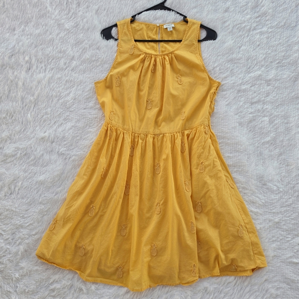 J. Crew Pineapple Applique Sleeveless‎ Cotton Mini Dress